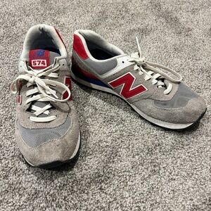 New Balance Gray and Red Sneakers